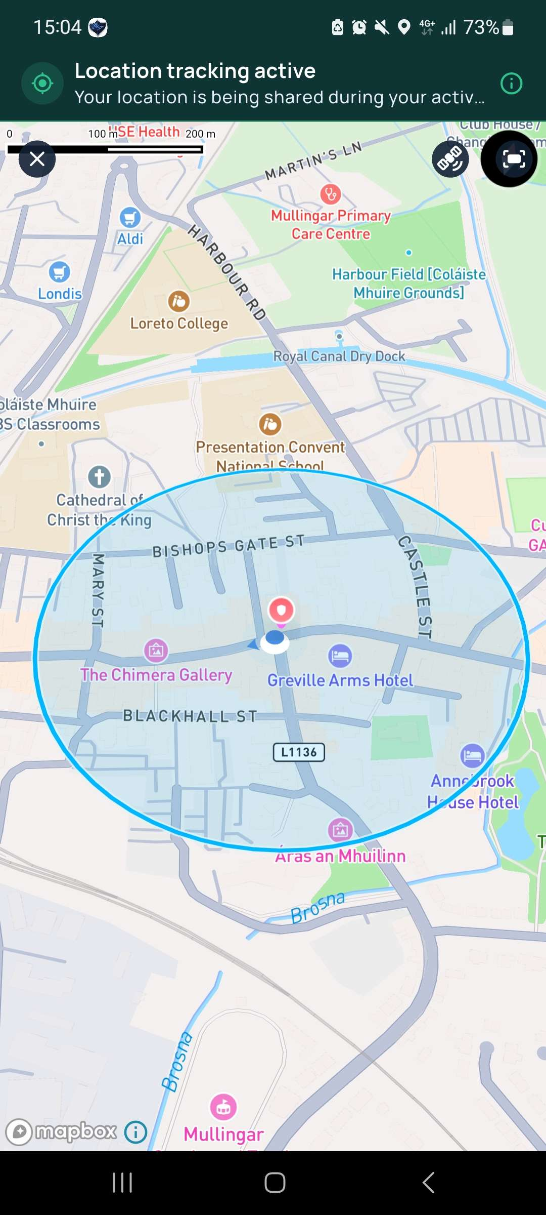 Odinseye screenshot: Geofenced check ins